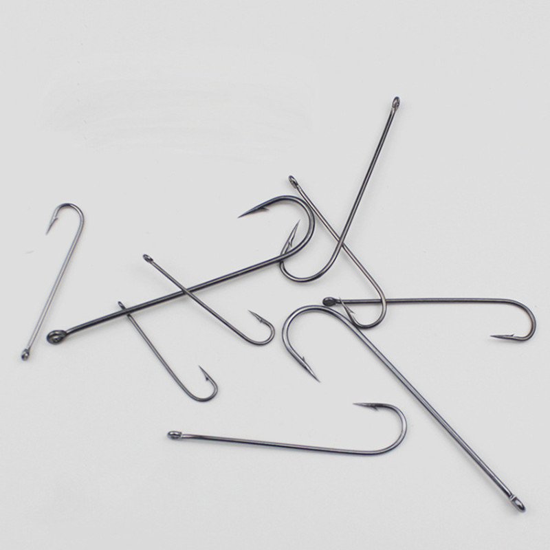 Carlisle bulk long handle hook with extra long tube pay sea fishing hook with barb oblique mouth eel, mackerel, pomfret hook