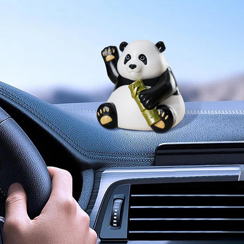 Panda-Figuren, niedlicher Karikatur-Panda-Bär, Solarspielzeug, Armaturenbrett-Figuren, Schreibtisch-Schaukel-Statuen, Panda-Schreibtisch-Zubehör, Bommel-Tänzerin
