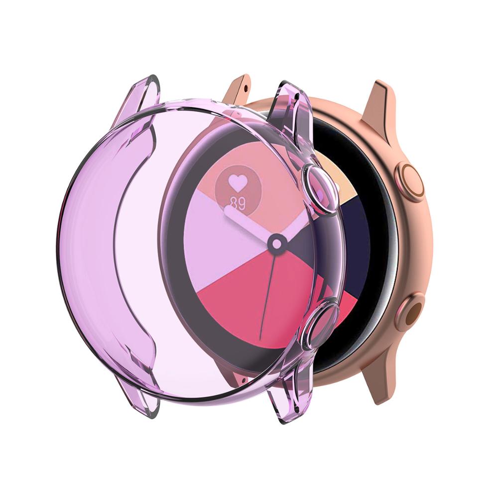 Galaxy watch actieve case voor Samsung galaxy watch actieve cover/r500 plating kleurrijke Transparante TPU soft case anti-fall cove: Transparent purple