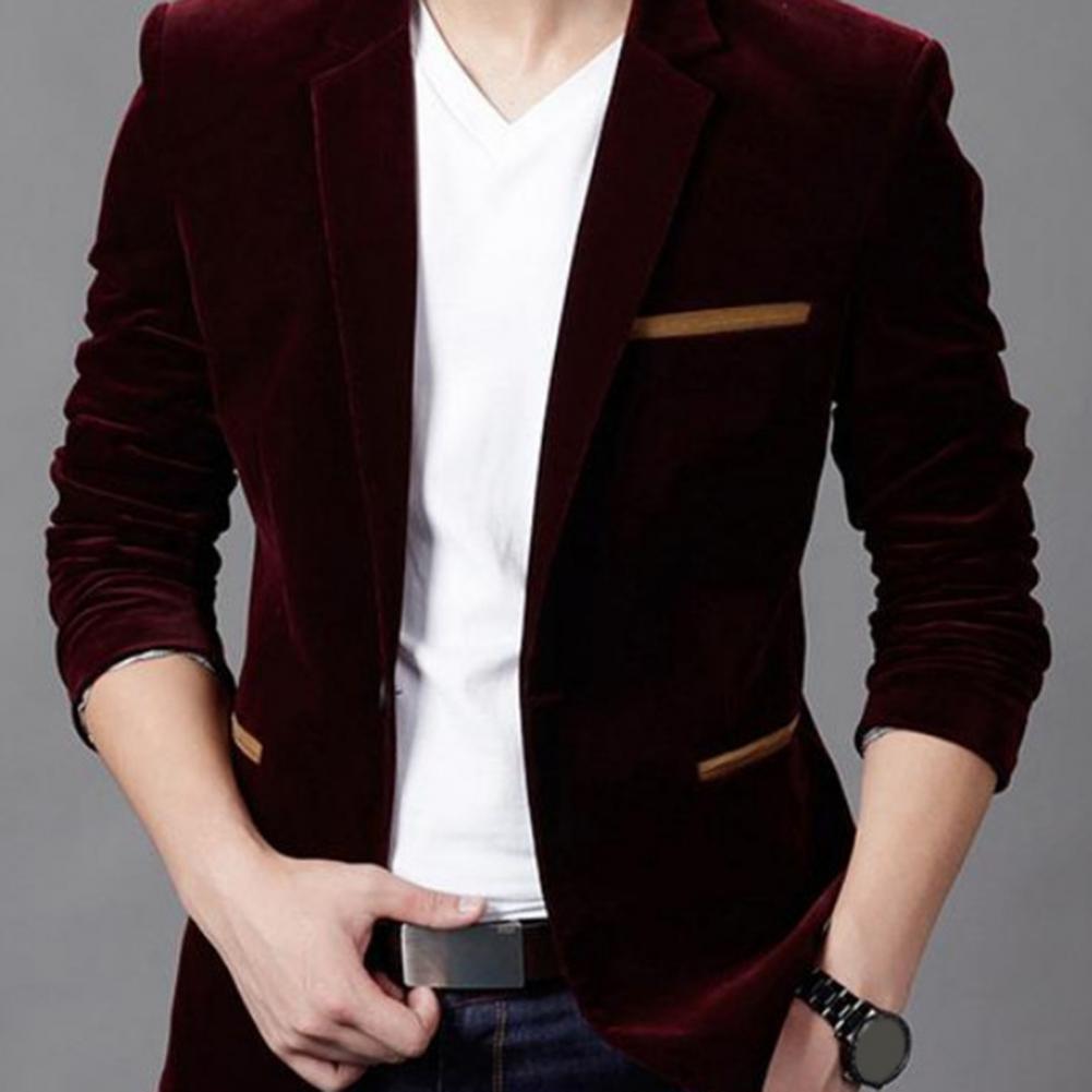 Garnitury męskie marynarka szczupły garnitur formalny biznesowy aksamitna wersja klasyczna z kołnierzykiem z klapami mężczyźni tkanina dla firmy pielenie marynarka biurowa Homm