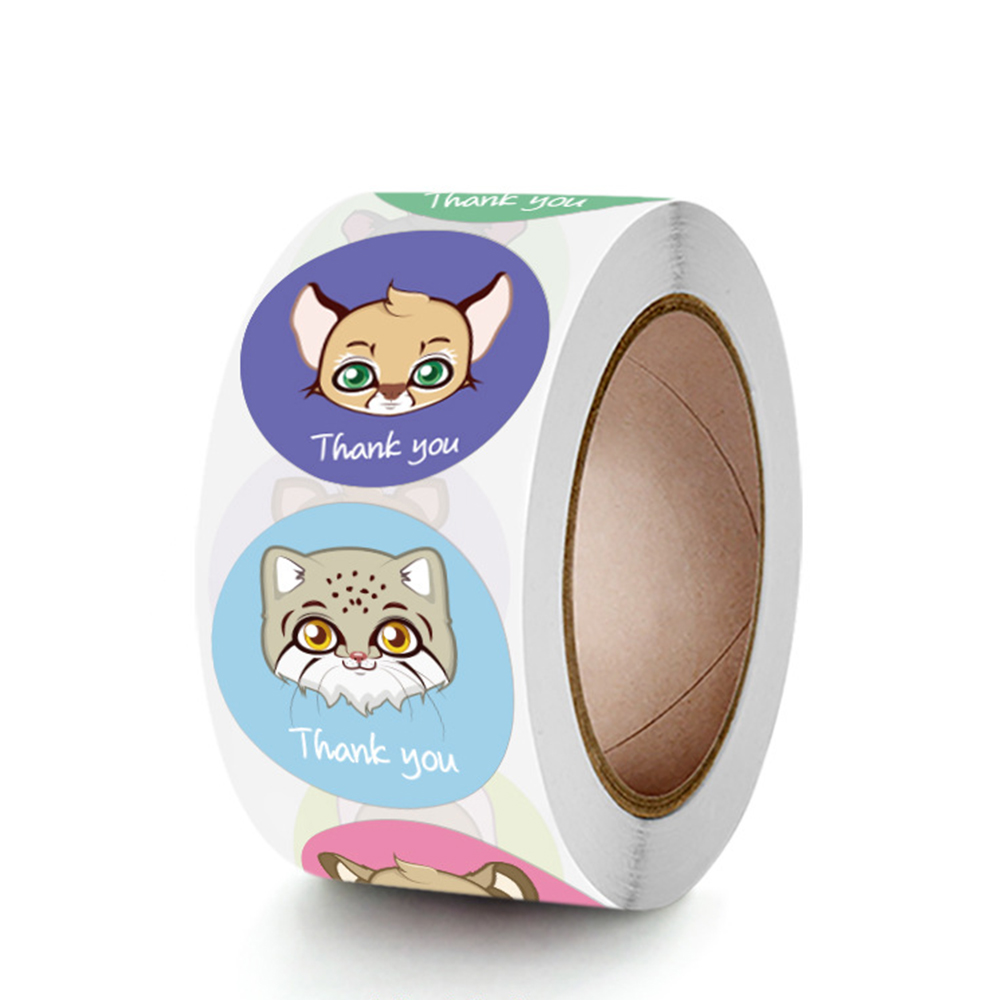 100-500pcs Round Cartoon Animal stickers for Teacher Reward Encourage Sticker Office Stationery 1inch: Dark Grey