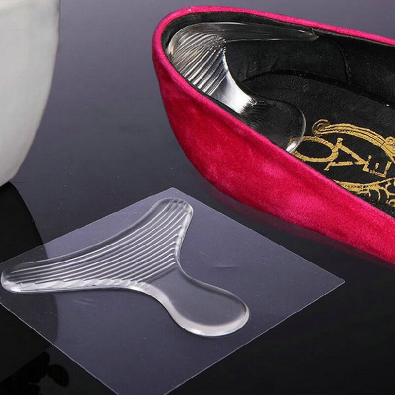 Protectores de talón transparentes invisibles, antideslizantes, en forma de T, pegatinas para zapatos, protección contra el desgaste, 1 par
