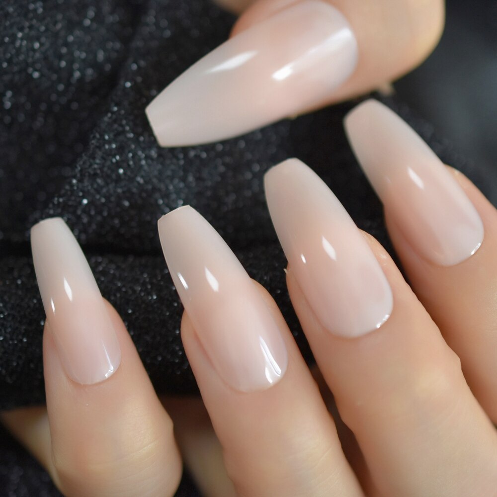 Natuurlijke Naakt Doodskist Lange Nail Shiny Extra Size Klassieke Ballerina Licht Nail tips Acryl UV Gel Dagelijks Dragen 24