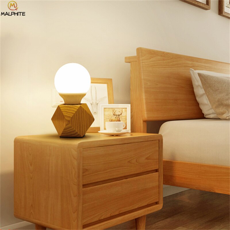 Lámpara de mesa de madera nórdica moderna sala de estar dormitorio lámparas de noche Mesa hogar niños habitación decoración iluminación lámpara Aparato de madera luminarias
