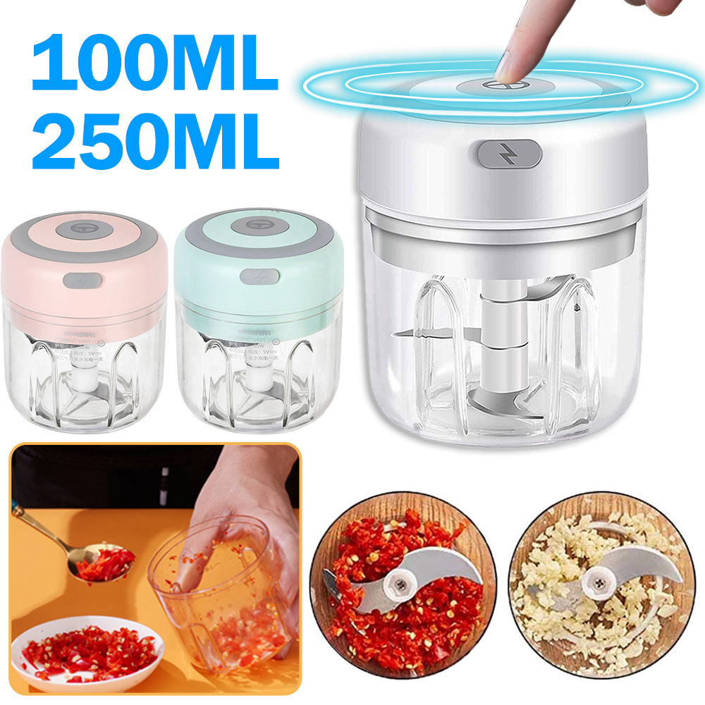 100/250Ml Mini Elektrische Knoflook Stamper Chopper Cutter Gember Stamper Machine Voor Keuken Voedsel Crusher Chili Groente Usb opladen