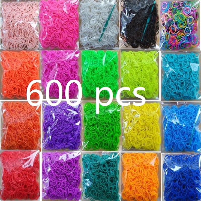 600 Pcs Weefgetouw Elastiekjes Armband Voor Kinderen Of Haar Rubber Loom Bands Maken Geweven Kleurrijke Armband Diy Speelgoed Kerst