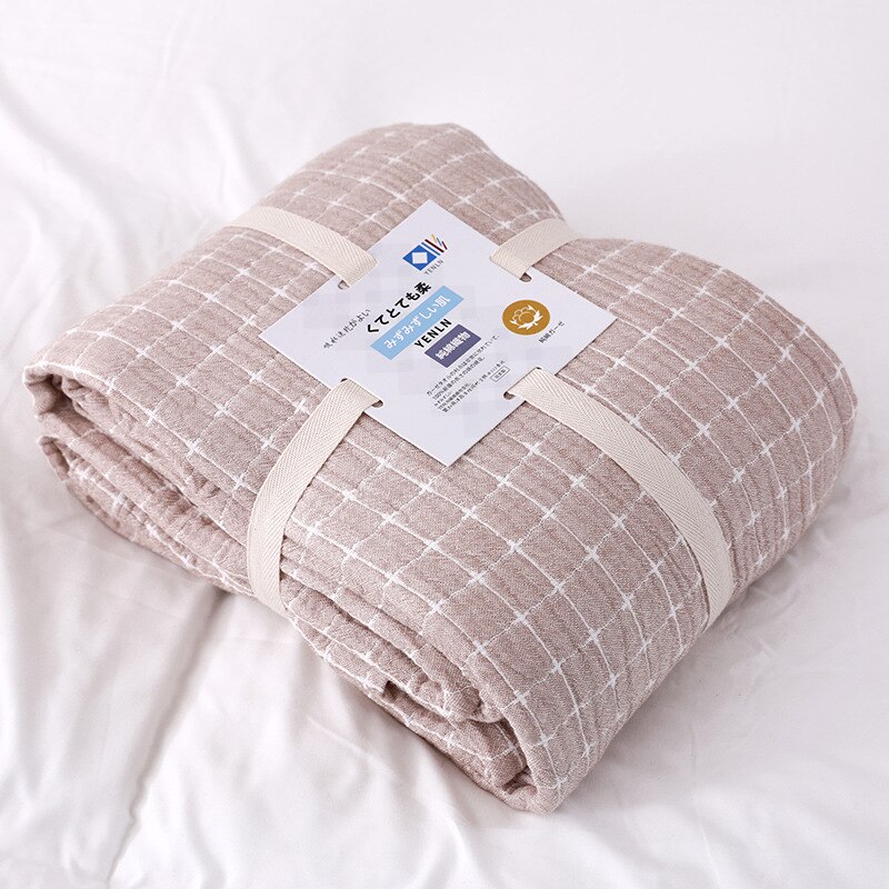 Baumwolle Plaid Decke für Bett Dünne Sommer Quilt Herbst Bett Blatt Gaze Bettdecke Bettdecke für Doppel Bett Sofa Werfen decken: camel plaid / 150x200cm
