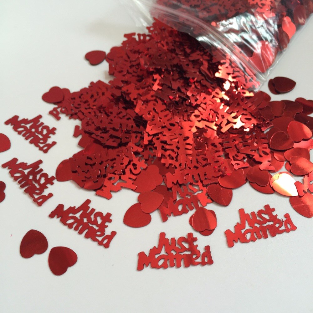 Wedding reception table scatter decoration JUST MARRIED Confetti Gold red silver 50g 30*15mm