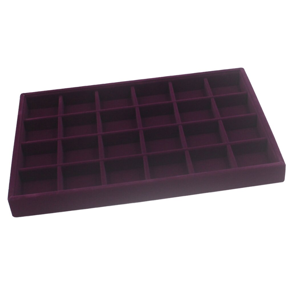 Velvet Drawer Jewlery Box Organizer Tray for Watch Bangle Rings Display Showcase Purple 35 x 24 x 3cm: 3 35 x 24 x 3cm