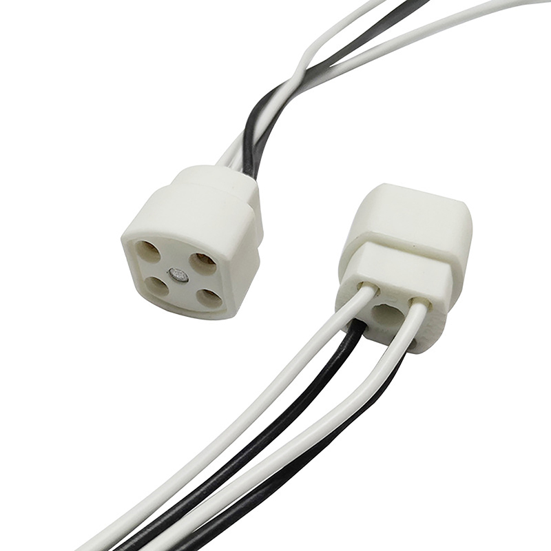 G10q lamphållare med 15/25cm långa kablar, ringformad lampkontakt, 4- stifts lampsockel, isolerande rör, ultraviolett ljus, lampsockel