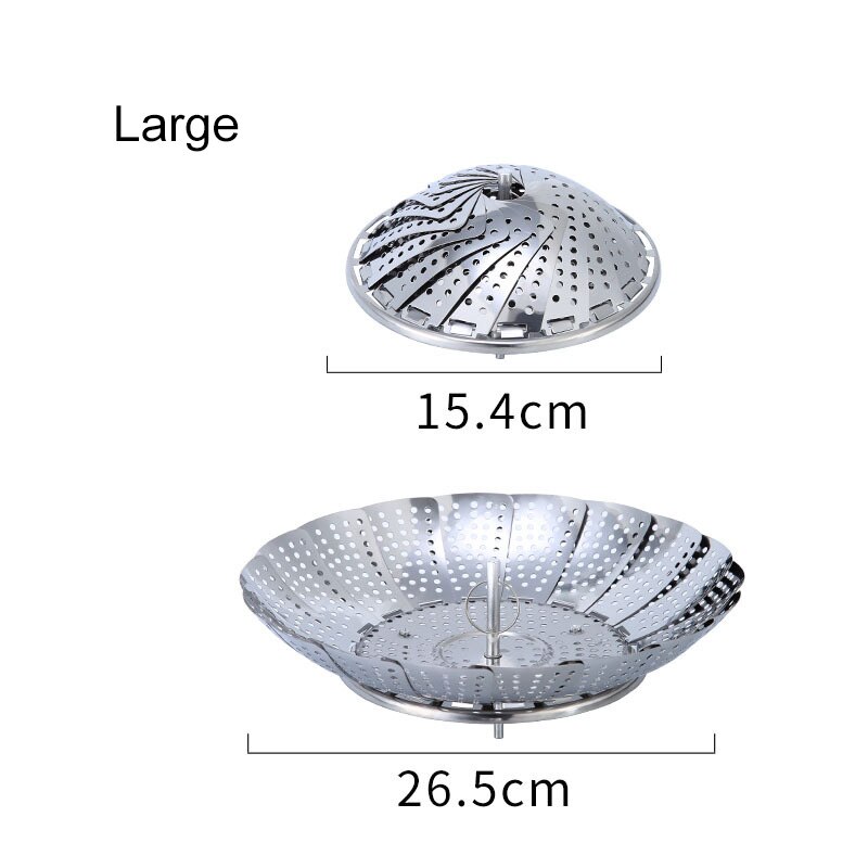 Vaporera plegable de acero inoxidable para verduras, cocina, cesta de frutas y alimentos, rejilla de vapor, utensilios de cocina y utensilios para cocinar a vapor: 26.5cm
