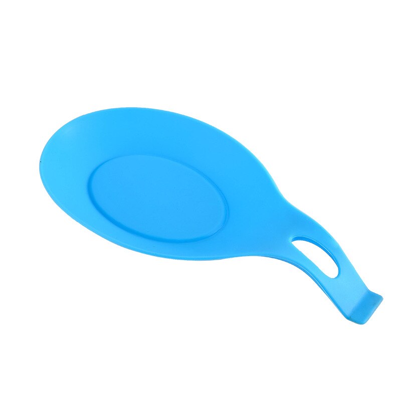 Kitchen Silicone Spoon Rest, Flexible Almond-Shaped, Silicone Kitchen Utensil Rest Ladle Spoon Holder: Blue