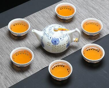 Blau Weiß exquisit Keramik Teekanne Wasserkocher Tee Tasse Porzellan Chinesischen Kung Fu Tee-einstellen Getränk: 1 Topf 6 Tassen B