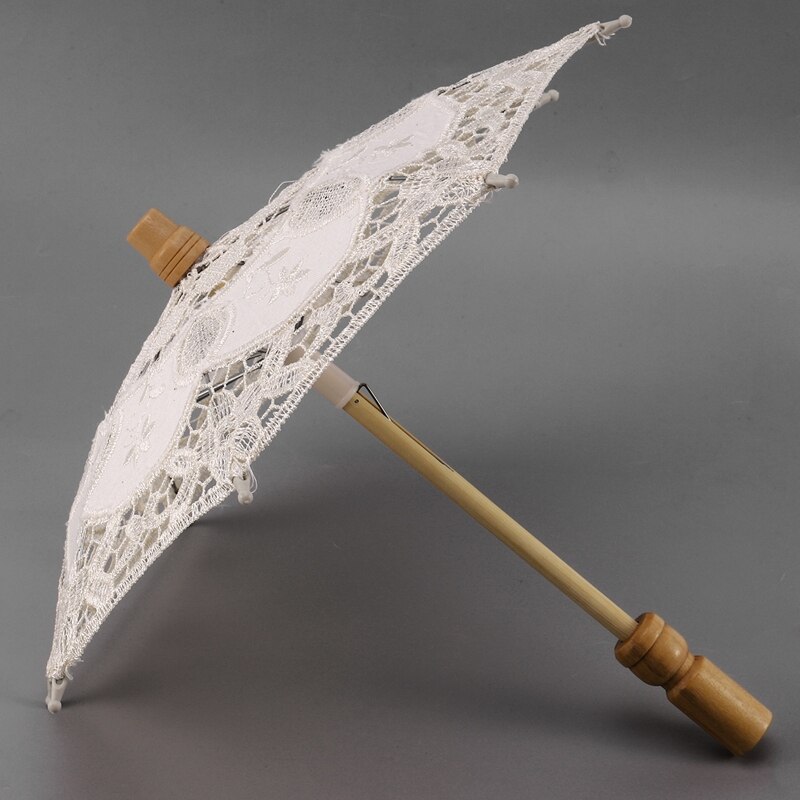 12 Inch Mini Vintage Wood Embroidery Cotton Lace Parasol Umbrella Wedding Umbrella So Small for Wedding Photo Props Kids Gi