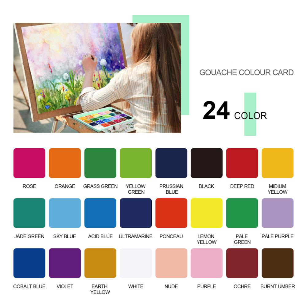 18/24 farver 30ml gouache akvarel maling sæt unikke gelé kop gouache maling til studerende kunstnere forsyninger