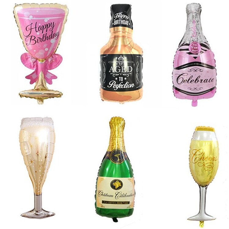 bouteille de champagne chaude coupe verre aluminium film ballon costume société cocktail fête anniversaire décoration célébrer une victoire: Agate