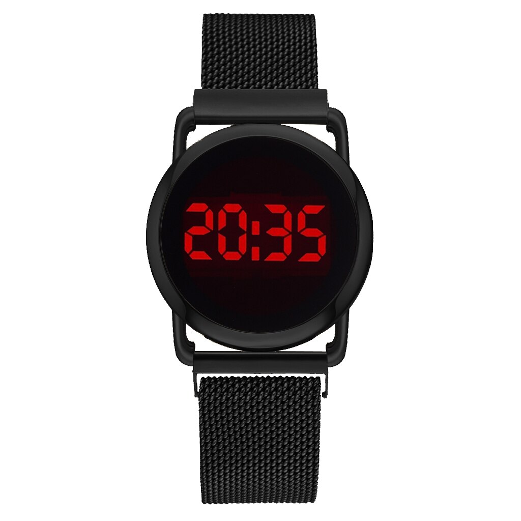 LED Electronic watches Star Watch For Women Rose Gold Mesh Magnet Starry Sky Quartz Wristwatch Gradient Ladies Wrist Watches: Black