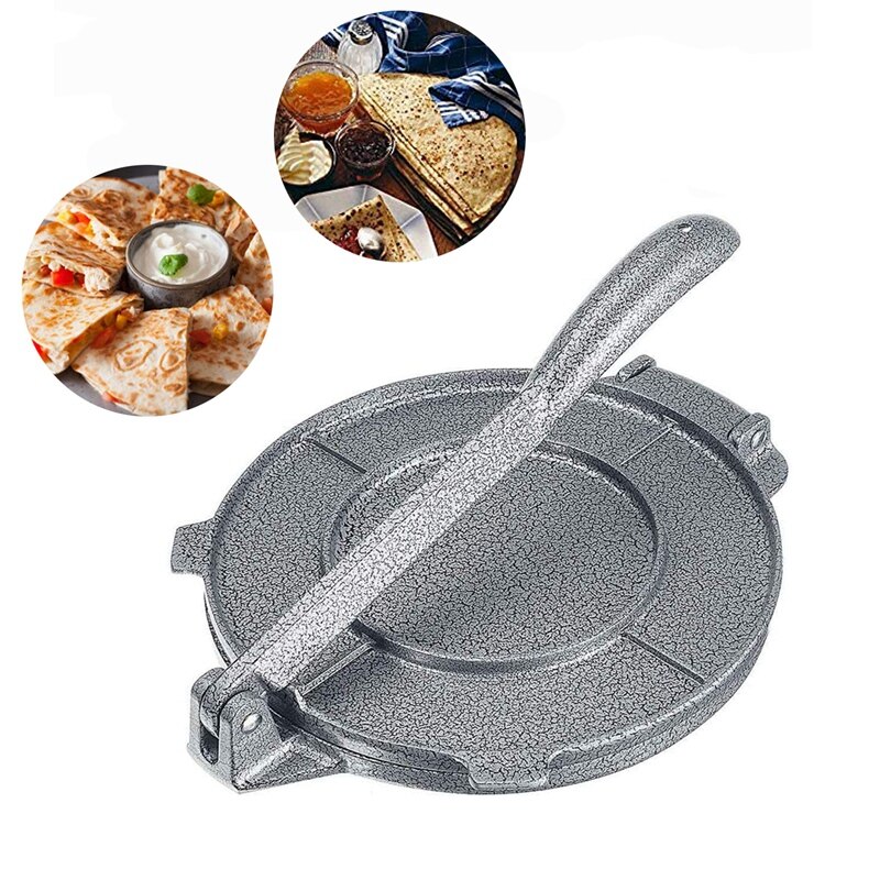 Prensa De Tortillas De Hierro Fundido 6.5 Pulgadas – Máquina Para Tortillas De Maíz, Antiadherente, Uso Rudo, Color Gris, Ideal Para Cocina Mexicana Y Casera