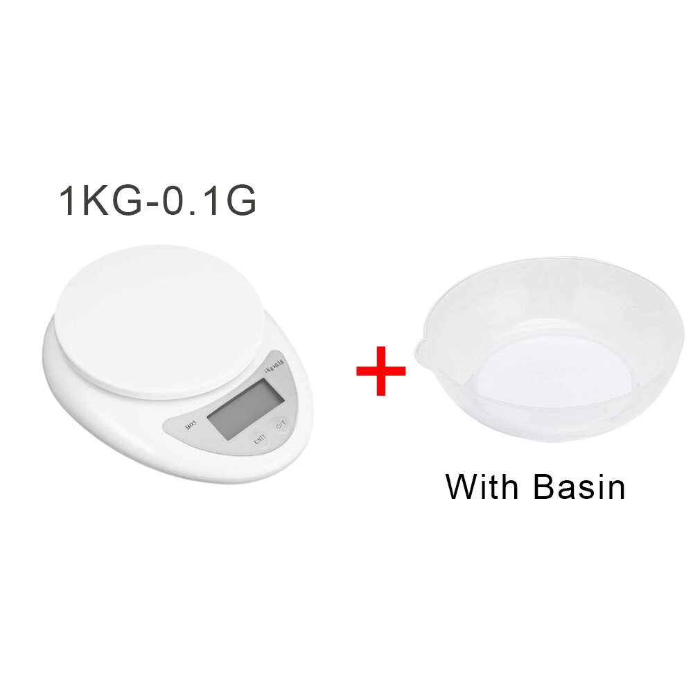 Electronic Digital Scale 5KG 1KG 0.1G LCD Monitor Electronic Kitchen Scale Mini Precision Scale Food Scale for Food Balance: 1kg-0.1g with basin