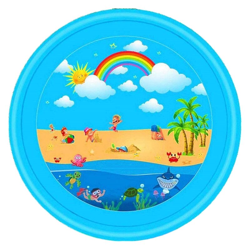 Swimming Pool Children's Outdoor Toys Framed Pool Water Spray Pad Lawn Entertainment Toys Summer Outdoor PVC Cartoon Toy Mat: Yellow