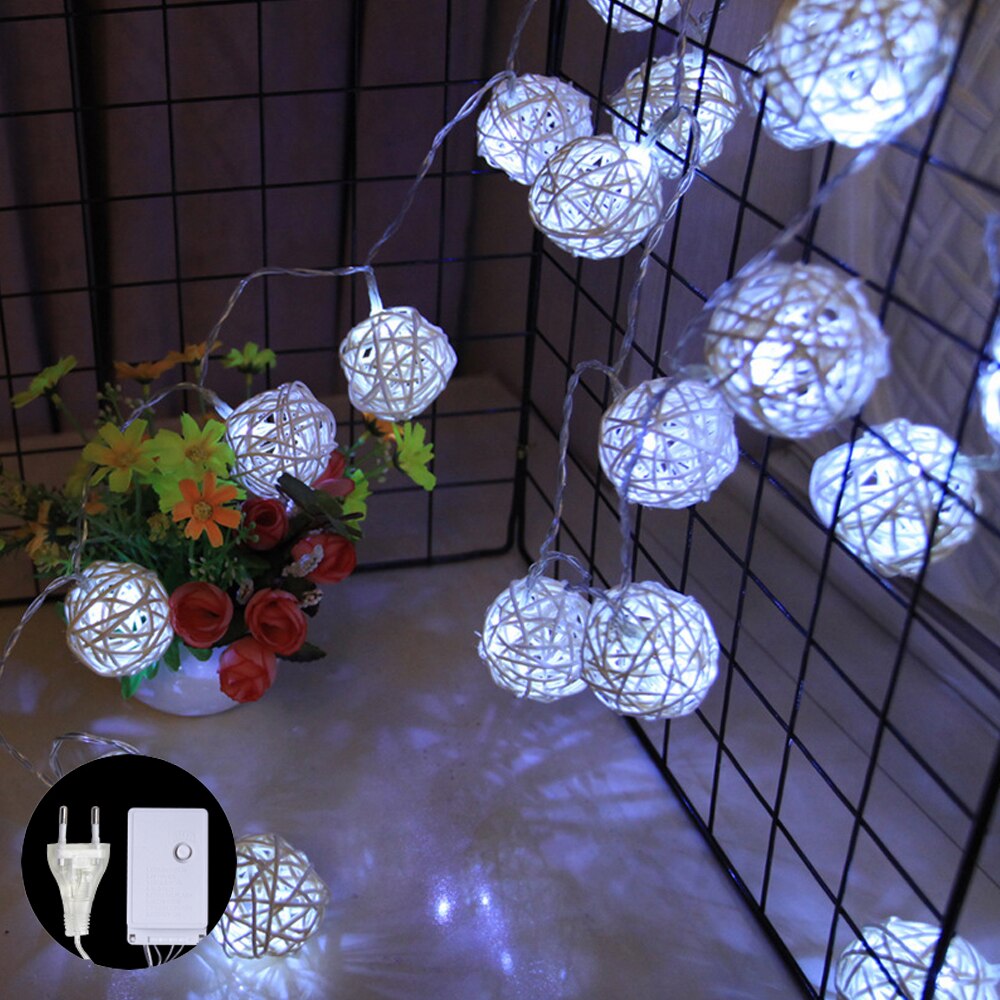 LED String Lights Rattan Ball Garlands Wedding Party Decor LED String Christmas Fairy Light For Outdoor 1.2m/2.5m/3m/5m