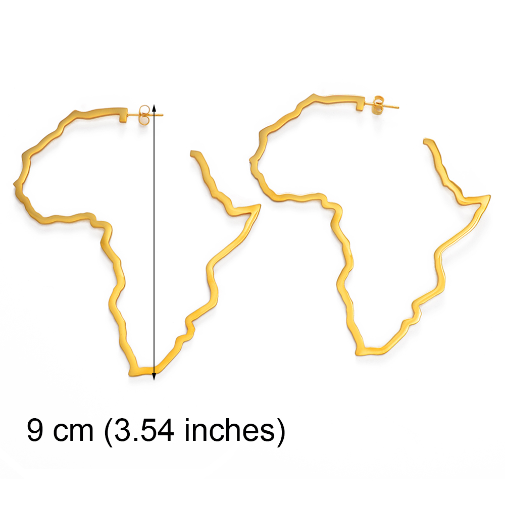 7CM/9CM Outline Africa Map Big Earrings Exaggerate Earring African Jewelry Traditional Ethnic Hyperbole Earrings #201121
