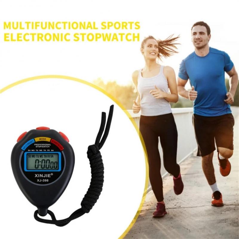 Digital Sport Stopwatch Timers Handheld Waterproof Chronograph Stopwatch LCD Timer Counter With Strap Kitchen Timer