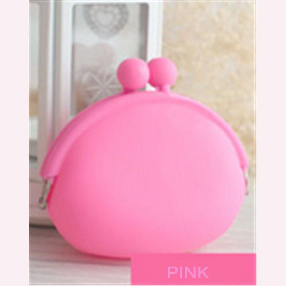 Porte-monnaie rond en Silicone 1 pièce style, coloré, portefeuille, carte pour filles, en caoutchouc, clé de téléphone, pochette de sac grenouille d'été: Rose