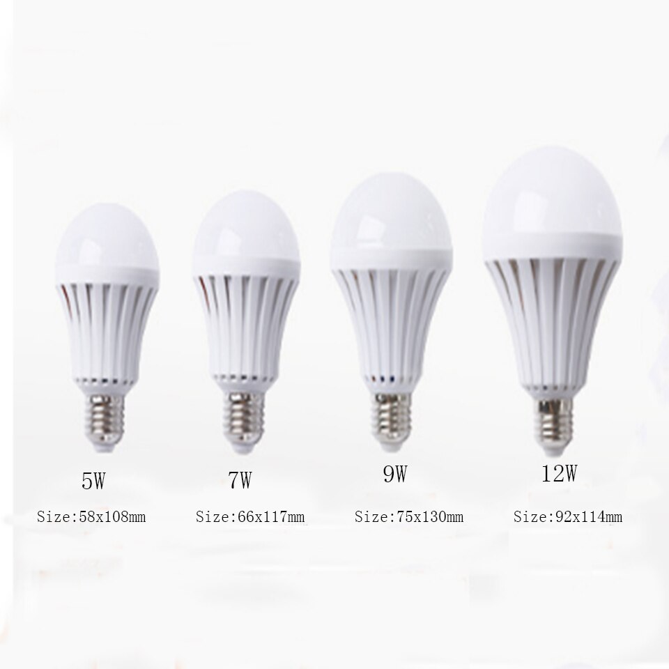 5 X E27 LED Noodverlichting Lamp Automatische Opladen 5 w 7 w 9 w 12 w Witte Kleur Oplaadbare batterij Lamp LED Lampada AC85-265V