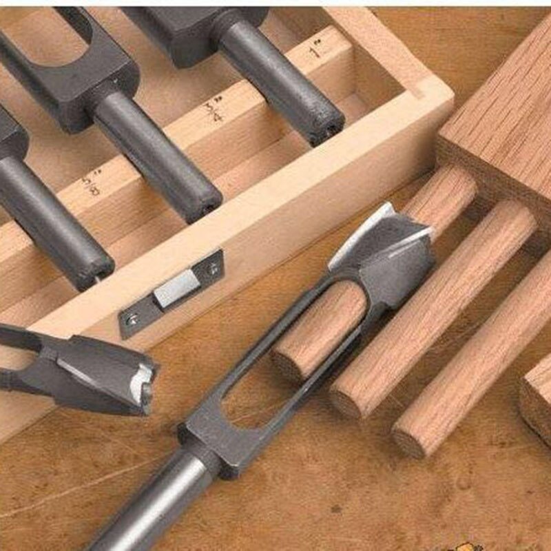 Cortador de agujeros de enchufe de madera recto y redondo, taladro de corte de enchufe, cuchillo de acero, Tenon de troncos, corcho, herramienta de perforación para carpintería