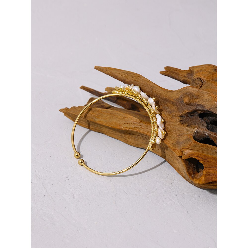 Yhpup Luxo Natural Pérola Pulseira Artesanal Pulseira para As Mulheres de Ouro Metal 18 K Pulseira De Pulso Presente украшения 2021 бижутерия