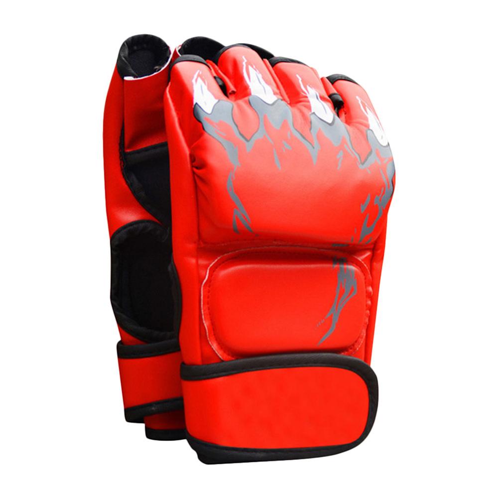 Sanda Boxing Gloves Fighting Comprehensive Fighting Half Finger Gloves Boxing Training Thicken Protective Gloves: Red