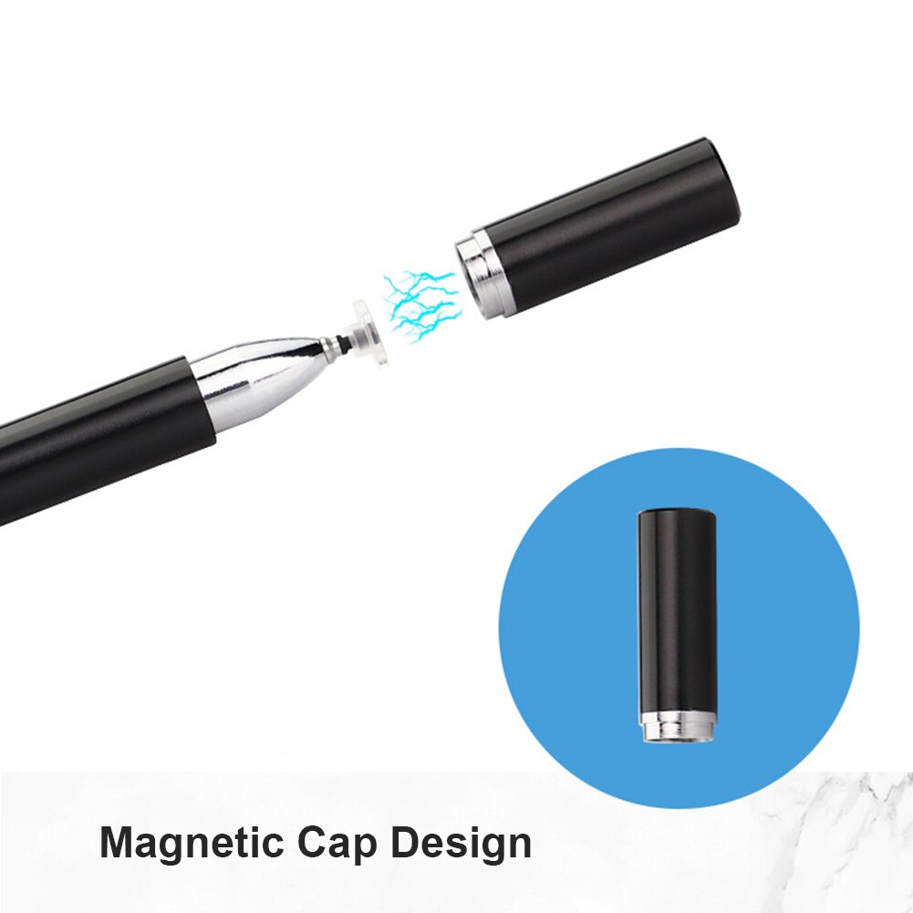 Disc Stylus Pen Touch Screen Disc Stylus Pen Capacitieve Touchscreen Stylus Zilver Magnetische Clip + Magnetische Cap