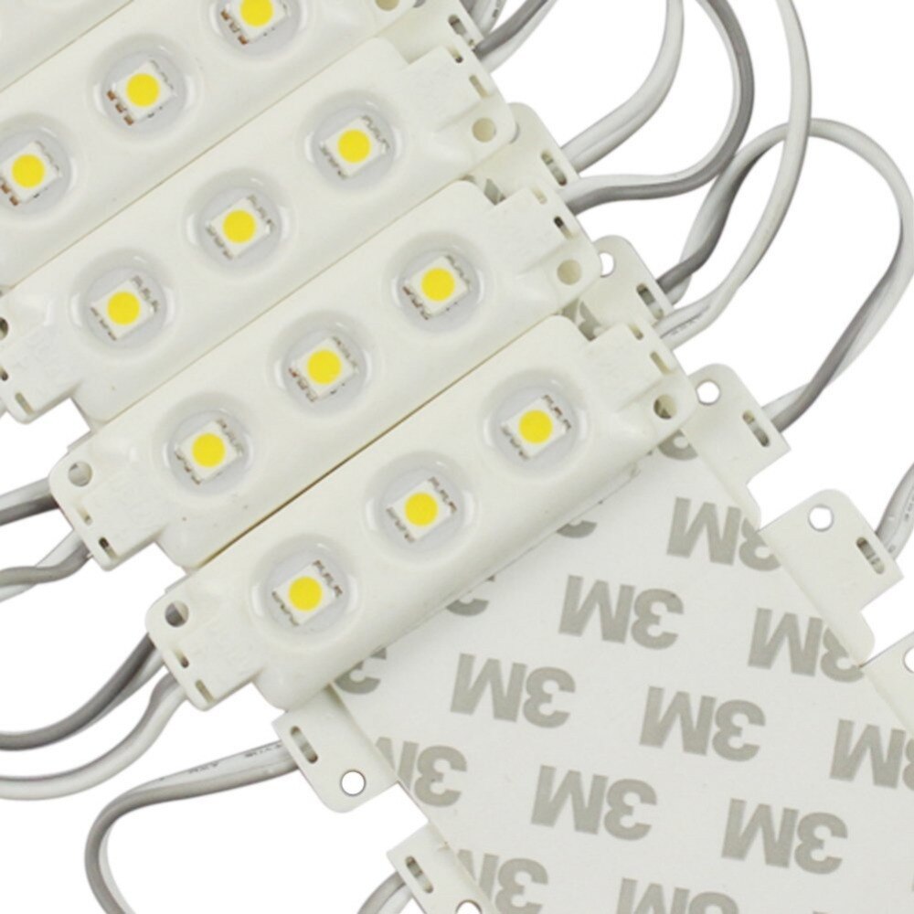 100pcs IP67 5050 3 LED MODULE Waterproof Warm White cold White Injection Molding Light for DC 12V