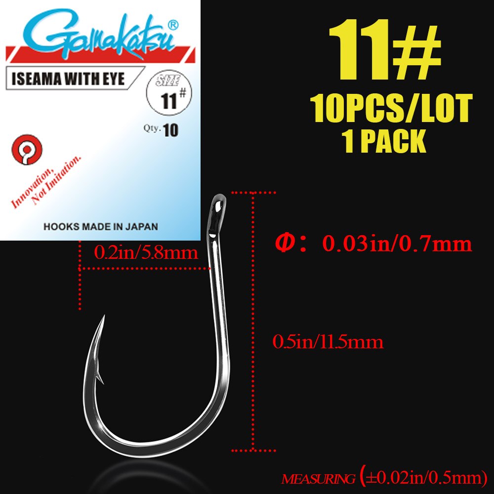 Gamakatsu 10 unids/lote Iseama 1/0 # -14 # Anzuelos de pesca, anzuelo de carpa, anzuelo de mar de acero rico en carbono, accesorios de pesca con mosca, aparejos: 11 / Borgoña