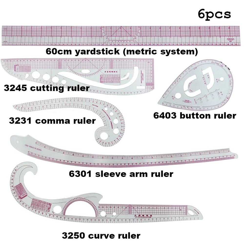 INNE 8/9/10 sztuk/zestaw linijka przyrządy robić szycia akcesoria krawiec zestaw robić pomiaru rysunek kryterium rękaw ramię francuski krzywa cięcia: 6szt
