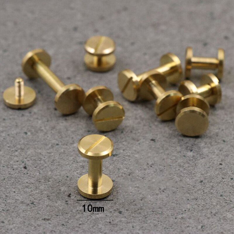 8Mm Breedte Side Massief Messing I Vorm Armband Punk Klinknagel Stud Schroef Terug Voor Leer Craft Portemonnee Riem Tas schoen Accessoires