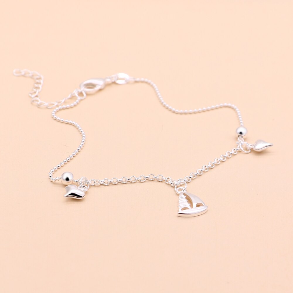 Frauen Fußkettchen Schmuck, 925 Sterling Silber Fußkettchen Für Dame. Schmuck Glatt Segeln Fußkettchen