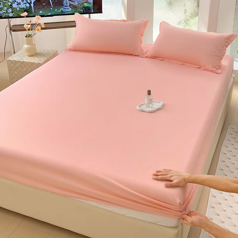 Spannbettlaken mit Gummibändern, luxuriöser Matratzenbezug für Einzelbett, Doppelbett, König-Größe-Bett, Königin-Größe-Bett, 100/120/150/180 (kein Kissenbezug).: 150cm*200cm / WEISS