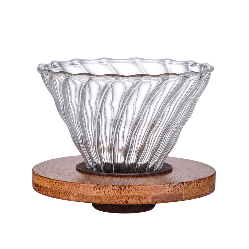 V60 Hand Coffee Pot Wooden Coffee Maker Style Coffee Set Coffee Dripper and Pot Set for Coffee Filter Reusable Coffee Filters: Transparent