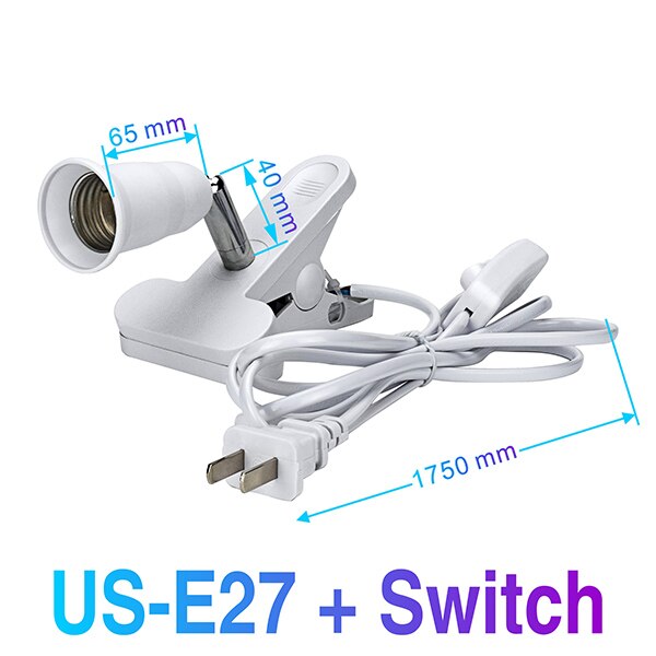 E27 flexibele lampvoeten, licht  ac85-265v verlengstukken, converter, aan/uit schakelaar, controle-led, lampadapter, houder, schroeffitting, eu/us-stekker: E27- jz-sw-s-us