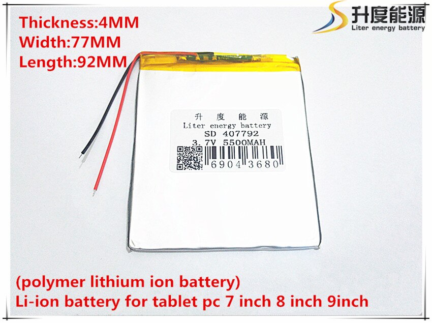 407792 5500 mAH Li-Ion Tablet pc batterie Für 7,8, 9 inch tablet PC 3,7 V Lithium-ionen-polymer-akku Mit Hoher