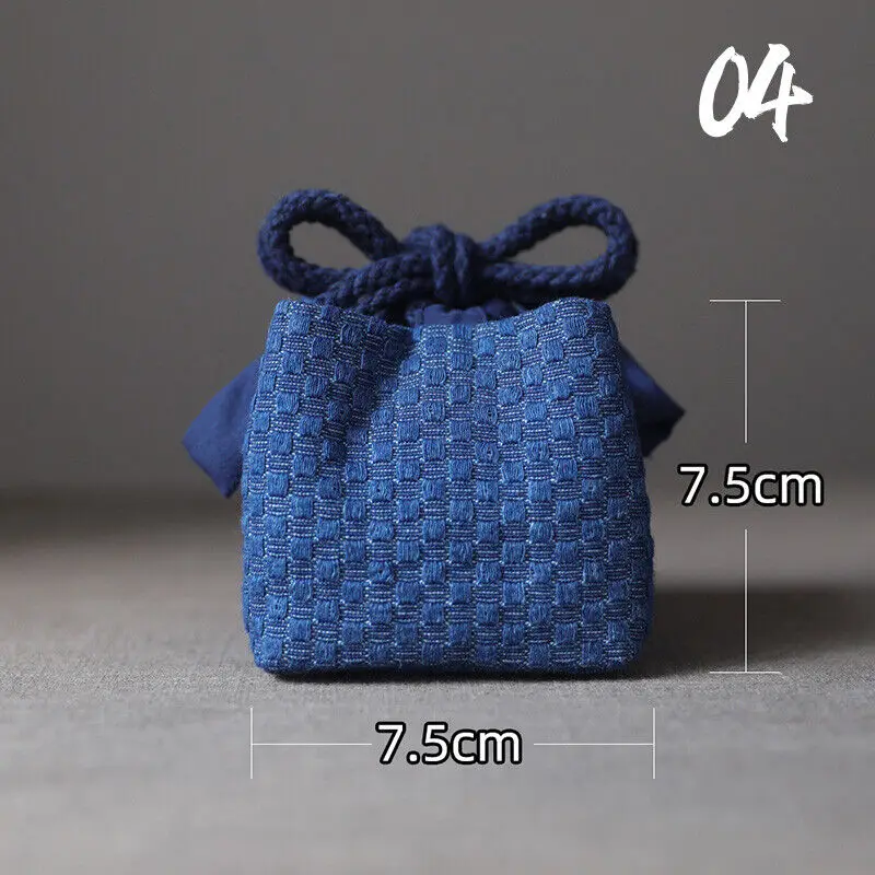 Teacup Bag Portable Travel Tea Set Storage Bag Tea Pots Four Or Six Cups Large Cloth Bag Outdoor Organizer Denim Organizer: Blue