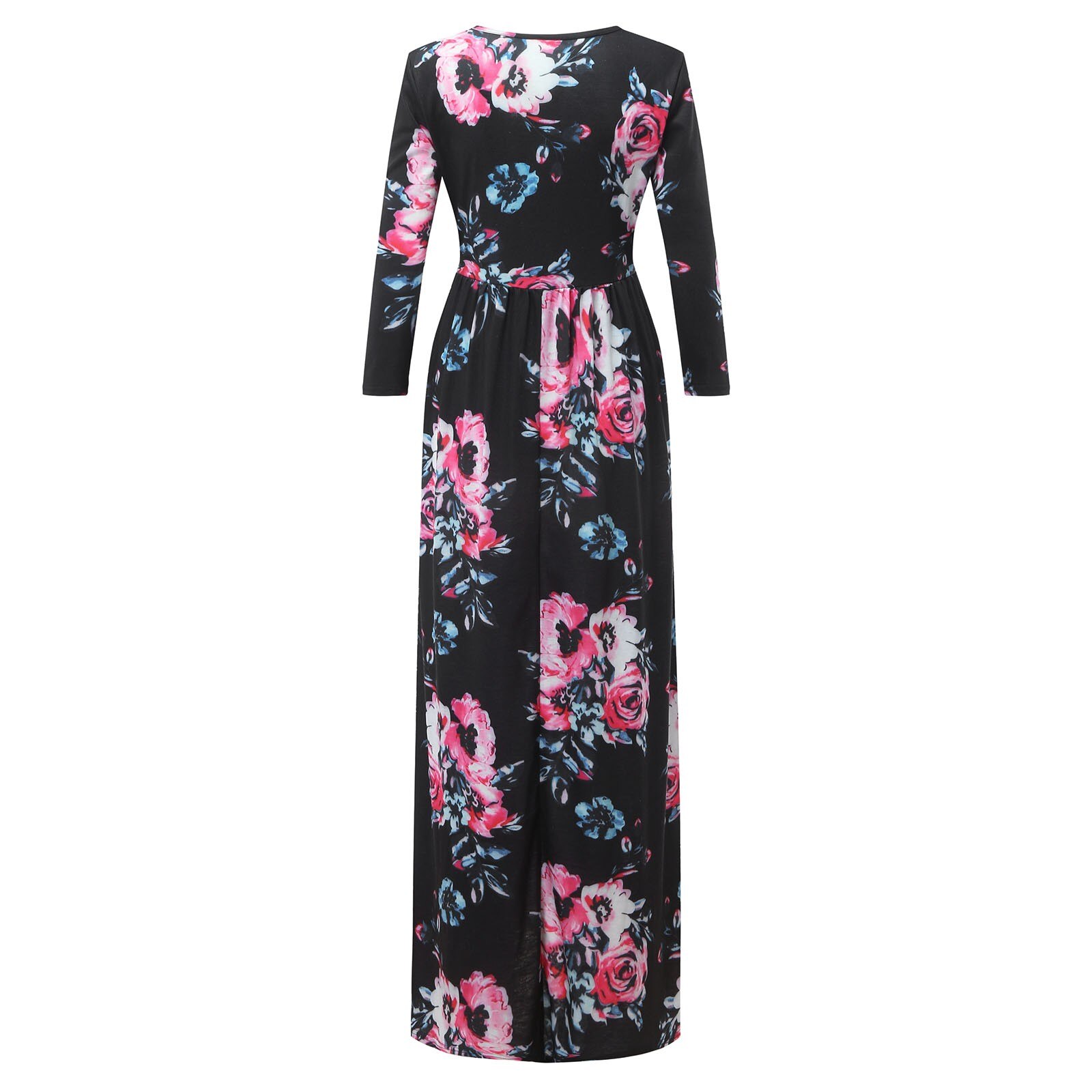 Vestido de maternidad para mujer, vestido largo informal de manga 3/4 con cuello en V, estampado de flores para embarazo