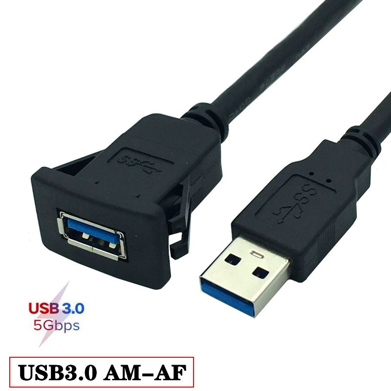 ABS Shell Buckle Type Dual Port USB 3.0/2.0 Male To Female Car, Ship, Motorcycle Instrument Panel Extension Waterproof Cable 1m: DEEP BLUE / 2m