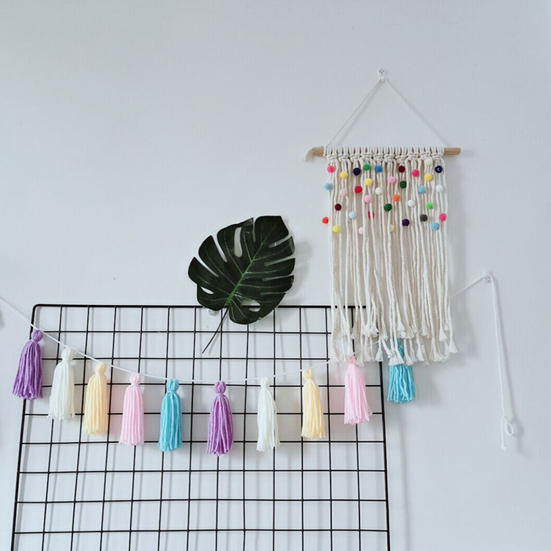 Tapiz de macramé colorido para decoración de pared de vacaciones, cuarto de niños, decoración colgante para habitación, tapices bohemios, arte mural hecho a mano