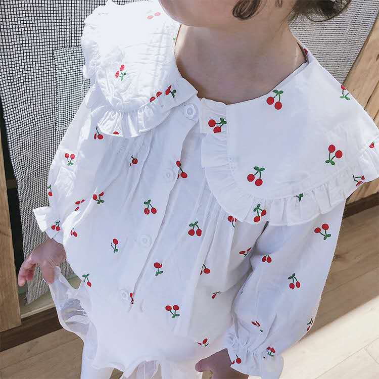 Children's clothing girls long-sleeved shirt spring and autumn foreign children's floral shirts small children sweet