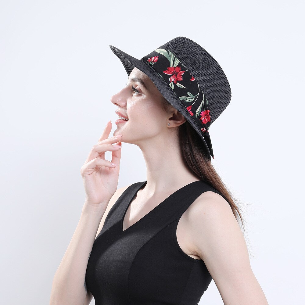 Dameshoed zomer brede rand strohoeden grote zonnehoeden uv-bescherming panama floppy strandhoeden dames strikhoed dames fedora's