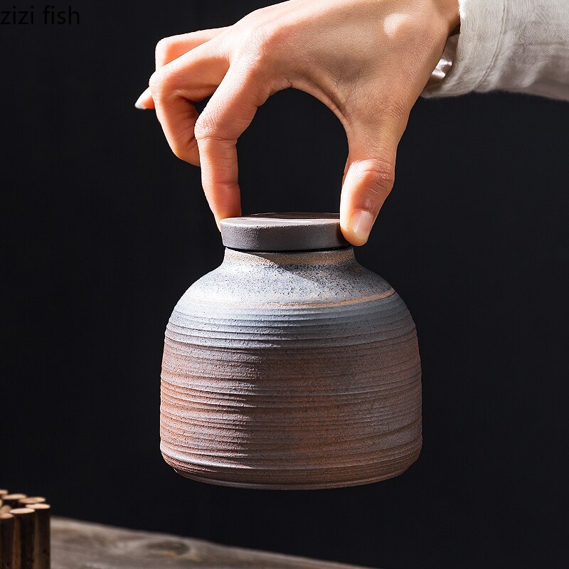 Stoneware Tea Caddy Ceramic Jar Tea Box Tea Container Tea Organizer Storage Tank Candy Jar Decorative Jar Storage Box Tea Can