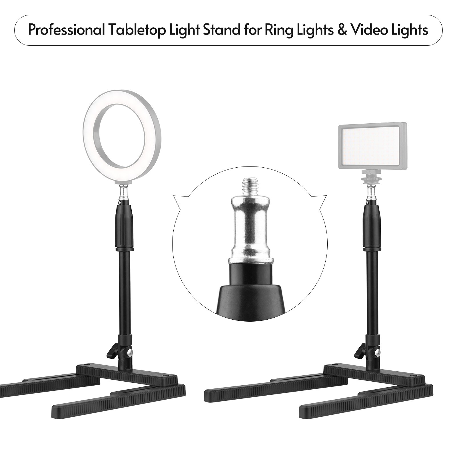 Multifunktionaler schreibtischlampenständer mit 2 -fach verstellbarer höhe und 1/4 -zoll-schraube für videoringlicht